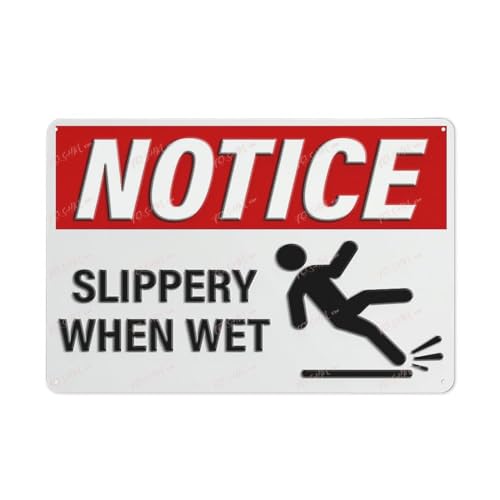 FOSHIN Placards Of Metal Hinweisschild "Slippery When Wet", für den Innen- und Außenbereich, 30,5 x 20,3 cm, Acryl9 von FOSHIN