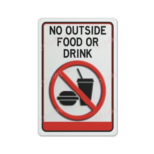 FOSHIN Retro-Blechschild "No Outside Food", für den Innen- und Außenbereich, 30,5 x 20,3 cm, Acryl9 von FOSHIN