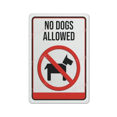 FOSHIN Vintage-Blechschild "No Dogs Allowed", für den Innen- und Außenbereich, 30,5 x 20,3 cm, Acryl5 von FOSHIN