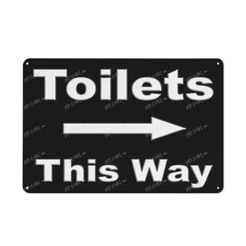 FOSHIN Vintage-Blechschild "Toilets This Way Toilet Arrow Right Indoor & Outdoor", Sicherheitswarnschild, 30,5 x 20,3 cm, Acryl7 FOSHIN Vintage-Blechschild "Toilets This Way Toilet Arrow Right Indoor & Outdoor", Sicherheitswarnschild, 30,5 x 20,3 cm, Acryl7 von FOSHIN