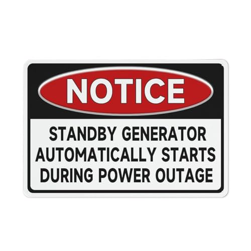 Metallschild "Danger Standby Generator Automatically Starts", Aluminiumschild, lichtbeständig, einfache Montage, für den Innen- und Außenbereich, 30,5 x 20,3 cm Metallschild "Danger Standby Generator Automatically Starts", Aluminiumschild, lichtbeständig, einfache Montage, für den Innen- und Außenbereich, 30,5 x 20,3 cm von FOSHIN