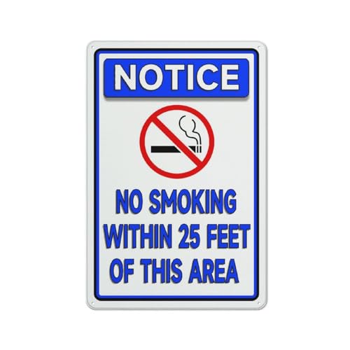 Metallschild "No Smoking Within 25 Feet Of This Area", Aluminiumschild für den Innen- und Außenbereich, 30,5 x 20,3 cm von FOSHIN