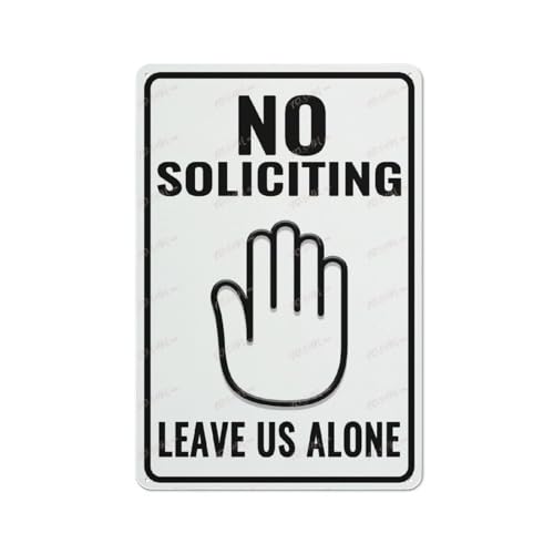 Warnschild Blechschild Vintage-Blechposter "No Soliciting Leave Us Alone", Wand- oder Türschild, Blechschild für Schlafzimmer, Restaurant, Club, Bar, perfektes Poster oder Geschenkidee für Warnschild Blechschild Vintage-Blechposter "No Soliciting Leave Us Alone", Wand- oder Türschild, Blechschild für Schlafzimmer, Restaurant, Club, Bar, perfektes Poster oder Geschenkidee für von FOSHIN