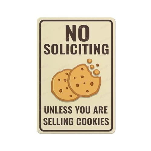Warnschild Retro-Blechschild "No Soliciting Unless You Are Selling Cookies", Wand- oder Türschild, Metall-Blechschild, Aluminiumschild für Zuhause, Kaffee, Wanddekoration, 20,3 x 30,5 cm von FOSHIN