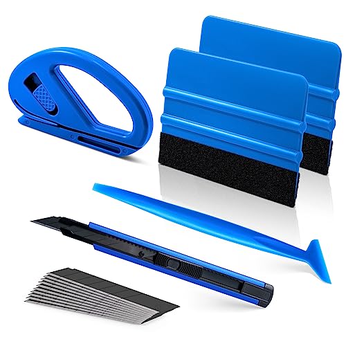 FOSHIO Auto Vinyl Werkzeug Kit Autofolie Blau Rakel Set für Tönungsfolie Auto Wrap, Folien Werkzeug Set für Wrapping, Micro Rakel, Filzrakel, Cuttermesser von FOSHIO