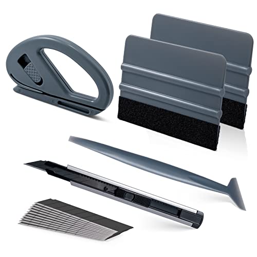 FOSHIO Auto Vinyl Werkzeug Kit Autofolie Grau Rakel Set für Tönungsfolie Auto Wrap, Folien Werkzeug Set für Wrapping, Micro Rakel, Filzrakel, Cuttermesser von FOSHIO