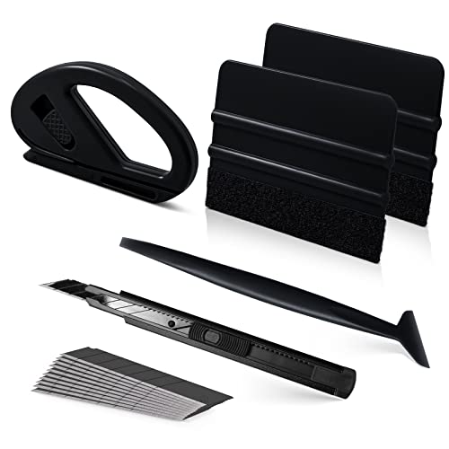 FOSHIO Auto Vinyl Werkzeug Kit Autofolie Schwarz Rakel Set für Tönungsfolie Auto Wrap, Folien Werkzeug Set für Wrapping, Micro Rakel, Filzrakel, Cuttermesser von FOSHIO