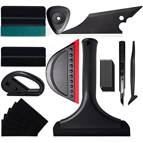 FOSHIO Vinyl Werkzeug Kit Autofolie Rakel Set mit Gummi Rakel Cuttermesser, Filzrakel, Silikon Fensterabzieher, Skalpell Messer für Autofolie Installation Auto Folieren von FOSHIO