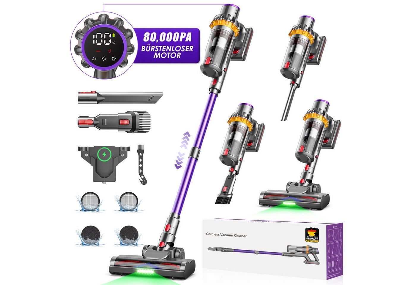 FOSMET Akku-Hand-und Stielstaubsauger Akku Staubsauger 80000Pa/650W/75mins Kabelloser Stabstaubsauger, 650 W, 1.8L Akkusauger Super Leise,Elektrische Sauger Anti-Tangle-Bürste, Stabstaubsauger für Hartböden Teppiche Tierhaare FOSMET Akku-Hand-und Stielstaubsauger Akku Staubsauger 80000Pa/650W/75mins Kabelloser Stabstaubsauger, 650 W, 1.8L Akkusauger Super Leise,Elektrische Sauger Anti-Tangle-Bürste, Stabstaubsauger für Hartböden Teppiche Tierhaare von FOSMET