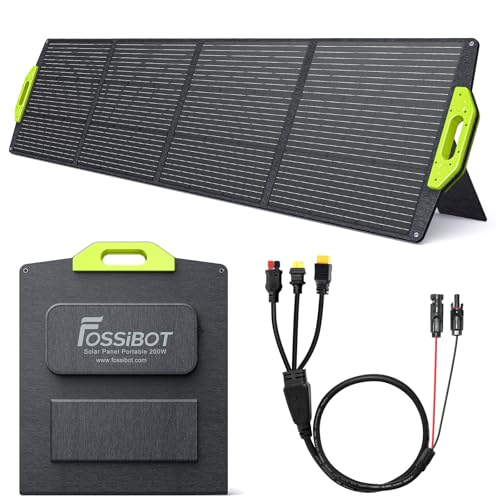 FOSSiBOT 200W Solarpanel, Faltbar Solarmodul für F1200 F2400 F3600 Tragbare Solargeneratoren, Photovoltaik Modul Solaranlage für netzunabhängiges System, für Garten Balkon Wohnwagen nach außen von FOSSiBOT