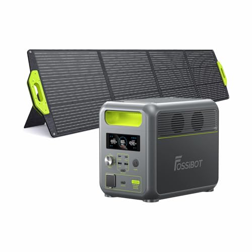 FOSSiBOT F1200 Solargenerator mit 200W Solarpanel, 1024Wh LiFePO4 Tragbare Powerstation 2 1200W AC Steckdose Mobile Stromversorgung für Wohnmobil Outdoor, Heimwerken und als Notstromaggregat von FOSSiBOT