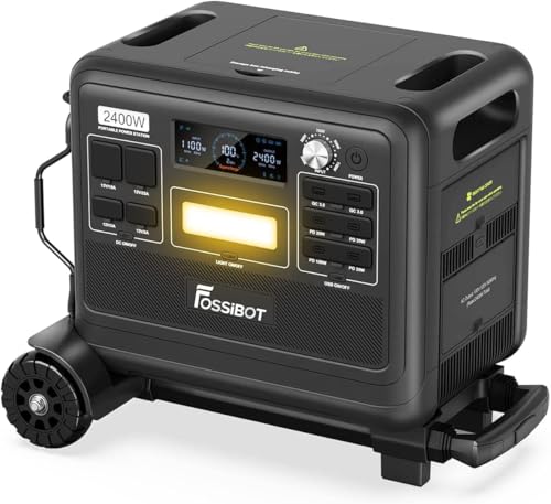FOSSiBOT F2400 2400W Tragbare Powerstation 2048Wh, LiFePO4 Solargenerator, 1.5 Std. Schnellladung Balkonkraftwerk, 230v Stromspeicher Generator Stromversorgung für Camping Zuhause, F2400-black1 von FOSSiBOT