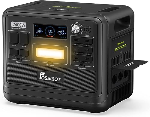 FOSSiBOT F2400 Powerstation 2048Wh Lifepo4, USV Inverter Stromerzeuger Tragbare Solar Generator 2400W(4800W Peak) 230V 3AC Ausgängen, Schwarz von FOSSiBOT