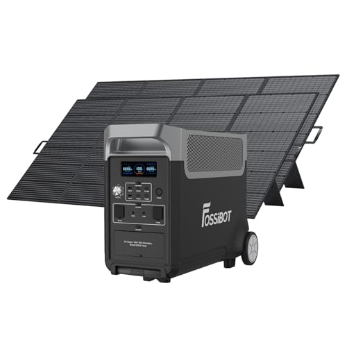 FOSSiBOT F3600 Pro 3840Wh LiFePO4 Tragbare Powerstation mit 2x420W Solarpanel, Solar Generator 3x230V AC Ausgang 3600W (7200W Peak), Stromspeicher, LED-Licht für Outdoor Camping, Wohnmobile, Reisen von FOSSiBOT