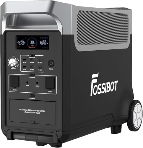 FOSSiBOT F3600 Pro Solargenerator, 3840Wh LiFePO4 Tragbare Powerstation, 3x230V AC Ausgang 3600W (7200W Peak), Stormerzeuger Schnelles Stromspeicher Aufladen Reise Power Station, Outdoor Camping von FOSSiBOT
