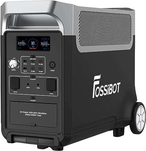 FOSSiBOT F3600 Solargenerator, 3840Wh LiFePO4 Tragbare mit USV, 3x230V AC Ausgang 3600W (7200W Peak) Power station, Stormerzeuger Schnelles Stromspeicher Aufladen Reise, Outdoor-Camping von FOSSiBOT
