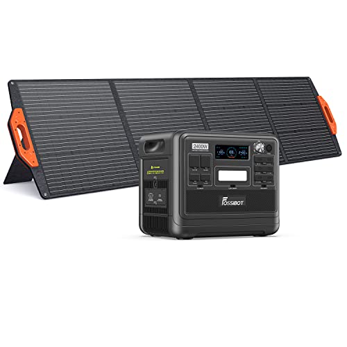 FOSSiBOT Solargenerator mit 200W Solar Panel, 2048Wh LiFePO4 Tragbare Powerstation 3 * 230V 2400W AC Steckdose mobile Stromversorgung für Wohnmobil Outdoor, Heimwerken und als Notstromaggregat von FOSSiBOT