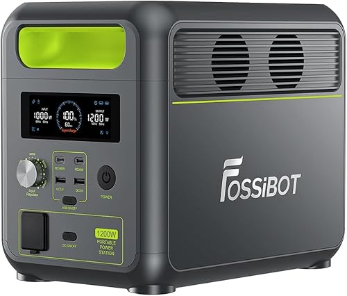 FOSSiBOT Tragbare Powerstation F1200, 1024Wh LiFePO4 Solargenerator mit 2 1200W AC 1200W (2400W) AC, 100W Typ-C, 0-100% Akku in 45 Min Power Station, für Camping, Wohnmobil, RV, Reisen von FOSSiBOT