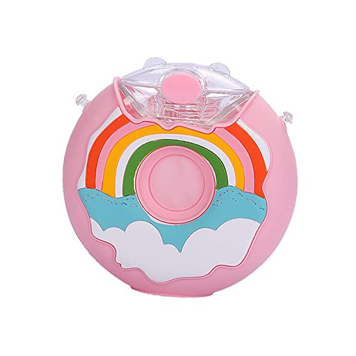 FOTABPYTI Donut-Flasche, BPA-freie Cartoon-Donut-Flasche Im Niedlichen Stil, 380 Ml, für den Außenbereich (Rosa Regenbogen) von FOTABPYTI