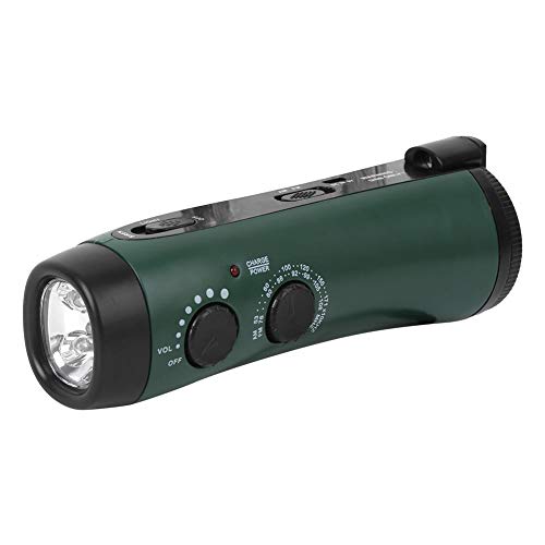 FOTABPYTI Handy Aufladen Kunststoff LED Taschenlampe Notfall Radio Taschenlampe, Outdoor Handkurbel Taschenlampe, Bergsteigen für Outdoor Camping(Green) von FOTABPYTI