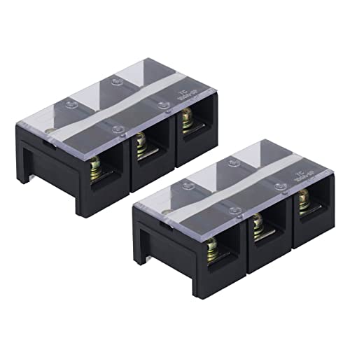 FOTABPYTI Zweireihiger Isolierter Klemmenblock, Klemmenblock 600 V 100 A, Professionelle Einfache Verdrahtung, Universelle M6-Schraube mit Abdeckung (3 Positionen) von FOTABPYTI