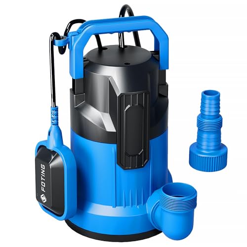 FOTING Schmutzwassertauchpumpe 550 W, 25000 l/h, Förderhöhe max 9 m, Eintauchtiefe max 7 m, variabel einstellbarer Schwimmerschalter, Thermoschutz Sealed Utility Pump for Pond Drainage von FOTING