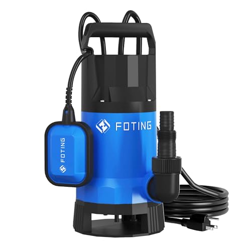 FOTING Schmutzwassertauchpumpe 1000W 24000 L/H mit Schwimmerschalter Tauchpumpe zur Entleerung von Pools, Schmutzwasser/Sauberwasser, Tragbare Pumpe für Gartenteich, Whirlpool, Poolentleerung von FOTING