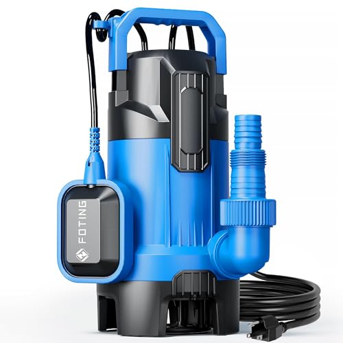 FOTING Schmutzwassertauchpumpe 550 W, 24000 l/h, Förderhöhe max 8 m, Clean/Sewage with Float Switch, variabel einstellbarer Schwimmerschalter, Thermoschutz von FOTING