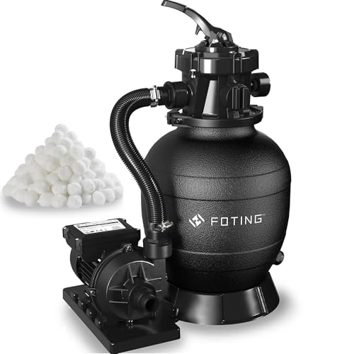 Sandfilteranlage mit Pumpe inkl. 400g Filterbälle | schwarz | 400W | 10.000 L/h | Tankvolumen bis zu 13 kg Sand | 6 - Wege Ventil mit Griff | mit Druckmanometer | Poolfilter Sandfilteranlage mit Pumpe inkl. 400g Filterbälle | schwarz | 400W | 10.000 L/h | Tankvolumen bis zu 13 kg Sand | 6 - Wege Ventil mit Griff | mit Druckmanometer | Poolfilter von FOTING