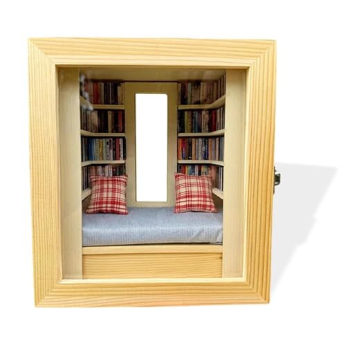 FOTJDRUJ Mini Bücherregal Mit Büchern, SchöN Handgefertigtes Holzregal, Das Stress Und Angst Durch Sortieren Und SchüTteln LöSt, MinibüCherregal, Geschenke von FOTJDRUJ