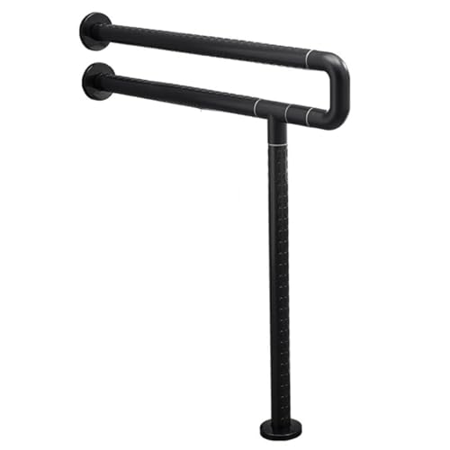 An der Wand montierte Toiletten-Sicherheitsrahmen, schwarzer, rutschfester Haltegriff for ältere Menschen und Erwachsene, Stützgeländer for Behinderte mit Griffen, Badezimmer-Hilfe for Aufstehen von FOTOEV