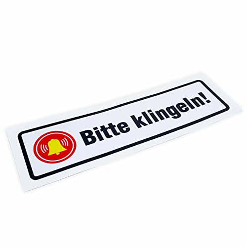 Aufkleber "Bitte klingeln" - Hinweisaufkleber für den Innen- und Außenbereich - Folie selbstklebend (BITTE KLINGELN_18x5cm_Style3) von FOTOFOL