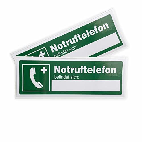 Aufkleber Notruftelefon befindet sich 21x7,5 cm - für Außen- und Innenbereich - Notruftelefon befindet sich Sticker von FOTOFOL