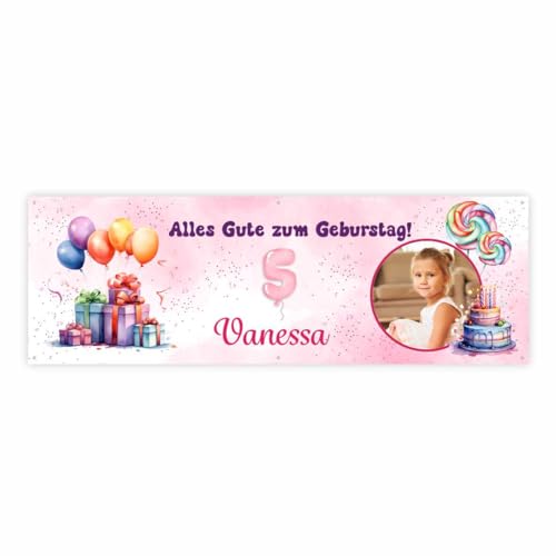 FOTOFOL Banner Geburtstag personalisiert - personalisiert mit Foto und Wunschname - 225x75cm oder 150x50cm (Variante 3) von FOTOFOL