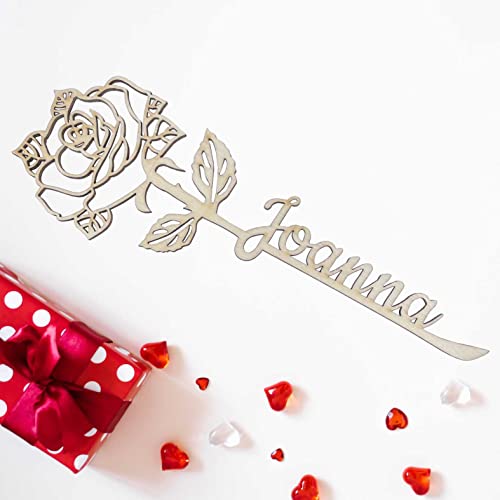 FOTOFOL personalisierte Rose aus Holz mit Wunschname - Geschenk Muttertag - Holzdeko - Geschenkidee von FOTOFOL