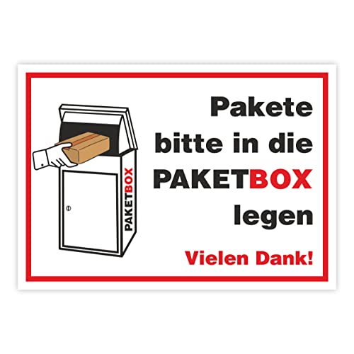 Paketbox Aufkleber - "Pakete bitte in die PAKETBOX legen" - Paket Box Kennzeichnung von FOTOFOL