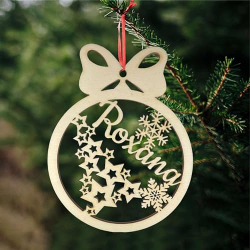 Weihnachtsbaumkugel aus natürlichem Birkensperrholz mit Wunschnamen - Personalisierte Weihnachtskugel, Weihnachtsbaumschmuck, Weihnachtsdeko aus Holz - Geschenk-Idee zu Weihnachten (Style 1) von FOTOFOL