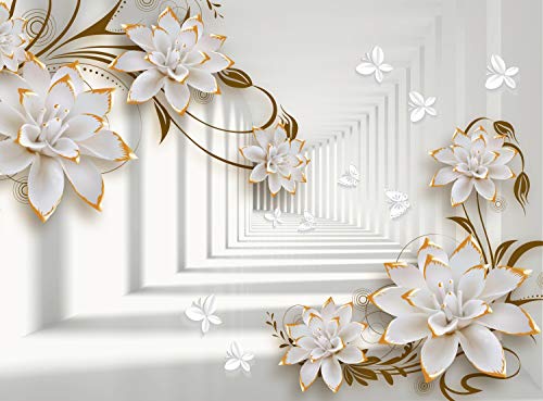 ABSTRAKT DESIGN Fototapete VLIES-500x280 cm (2151A)-Gold Blumen Rosen Orchidee Pflanzen Wandtapete-Inkl. Kleister-Vliestapete Bild Dekoration Wand-Dekor Moderne Motiv-Tapete Panorama Poster XXL von FOTOTAPETENDRUCK