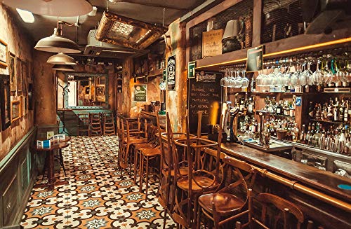 BAR Fototapete VLIES-300x223 cm (3949A)-Retro Diner Cafe Holz-Struktur Design Vintage Pub Wandtapete-Inkl. Kleister-Vliestapete Bild Dekoration Wand-Dekor Moderne Motiv-Tapete Panorama Poster XXL von FOTOTAPETENDRUCK