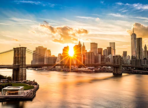 BROOKLYN BRIDGE Fototapete VLIES-400x260 cm (671A)-New York Manhattan Skyline Times Square Wandtapete-Inkl. Kleister-Vliestapete Bild Dekoration Wand-Dekor Moderne Motiv-Tapete Panorama Poster XXL von FOTOTAPETENDRUCK