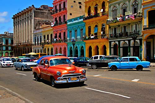 HAVANA Fototapete VLIES-400x260 cm (1302A)-Vintage Oldtimer Retro Autos Altstadt Cars Cuba Wandtapete-Inkl. Kleister-Vliestapete Bild Dekoration Wand-Dekor Moderne Motiv-Tapete Panorama Poster XXL von FOTOTAPETENDRUCK