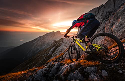 MOUNTAINBIKE Fototapete VLIES-250x186 cm (6268A)-Gebirge Alpen Felsen Berge Sport Fotokunst Wandtapete-Inkl. Kleister-Vliestapete Bild Dekoration Wand-Dekor Moderne Motiv-Tapete Panorama Poster XXL von FOTOTAPETENDRUCK