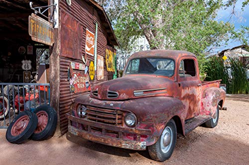 OLDTIMER Fototapete VLIES-250x186 cm (4383A)-Route 66 Retro Auto Pickup Cars Vintage Autos Wandtapete-Inkl. Kleister-Vliestapete Bild Dekoration Wand-Dekor Moderne Motiv-Tapete Panorama Poster XXL von FOTOTAPETENDRUCK