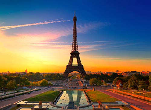 PARIS Fototapete VLIES-250x186 cm (521A)-Skyline Sonnenuntergang Himmel Altstadt Eiffelturm Wandtapete-Inkl. Kleister-Vliestapete Bild Dekoration Wand-Dekor Moderne Motiv-Tapete Panorama Poster XXL von FOTOTAPETENDRUCK