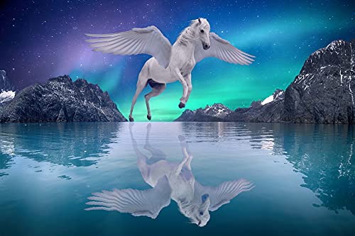 PEGASUS Fototapete VLIES-300x223 cm (2633A)-Natur Meer Tiere Einhorn Pferd Kinder Pferde Wandtapete-Inkl. Kleister-Vliestapete Bild Dekoration Wand-Dekor Moderne Motiv-Tapete Panorama Poster XXL von FOTOTAPETENDRUCK