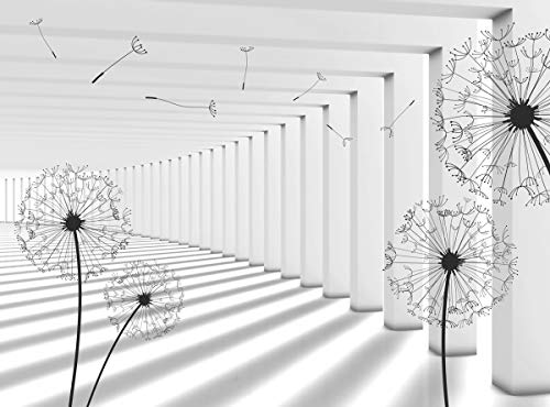 PUSTEBLUMEN Fototapete VLIES-300x223 cm (2097A)-Abstrakt Design Blumen Blüten Bäume Schwarz Weiß-Inkl. Kleister-Vliestapete Bild Dekoration Wand-Dekor Moderne Motiv-Tapete Panorama Poster XXL von FOTOTAPETENDRUCK