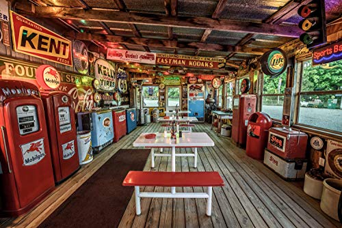 VINTAGE DINER Fototapete VLIES-300x223 cm (2805A)-Route 66 Retro Oldtimer Auto Straßenshilder Wandtapete-Inkl. Kleister-Vliestapete Bild Dekoration Wand-Dekor Moderne Motiv-Tapete Panorama Poster XXL von FOTOTAPETENDRUCK