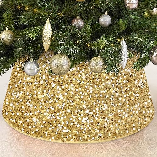 FOTSHARER Gold Christmas Tree Collar 23.6 Inch Sequin Christmas Tree Skirt Tree Ring Glitter for Fall Holiday Party Thick Velvet Tree Stand Base Rustic Xmas Tree Cover Skirt Christmas Ceremony Decor FOTSHARER Gold Christmas Tree Collar 23.6 Inch Sequin Christmas Tree Skirt Tree Ring Glitter for Fall Holiday Party Thick Velvet Tree Stand Base Rustic Xmas Tree Cover Skirt Christmas Ceremony Decor von FOTSHARER
