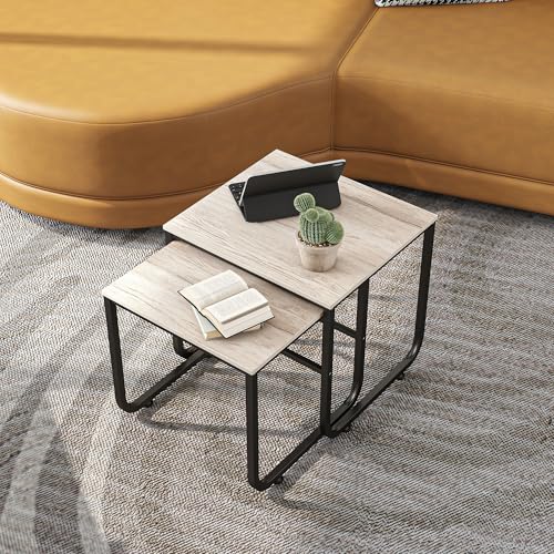FOUBAM Couchtisch Industrial Style 2er Set Satztische Beistelltisch Sofatisch Kaffeetisch, verschachtelte Beistelltische aus Metall und Holz,für kleine Räume,Vintage Sofa Tisches, Schwarz und Natur FOUBAM Couchtisch Industrial Style 2er Set Satztische Beistelltisch Sofatisch Kaffeetisch, verschachtelte Beistelltische aus Metall und Holz,für kleine Räume,Vintage Sofa Tisches, Schwarz und Natur von FOUBAM
