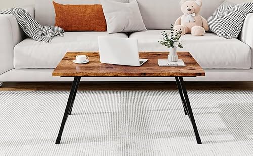 FOUBAM Rechteckiger Couchtisch,Klappbarer Niedriger Couchtisch,Stubentisch Stabiler Wohnzimmertisch Kaffeetisch Sofatisch für Wohnzimmer,Beistelltisch einfacher Aufbau Metall,Vintagebraun FOUBAM Rechteckiger Couchtisch,Klappbarer Niedriger Couchtisch,Stubentisch Stabiler Wohnzimmertisch Kaffeetisch Sofatisch für Wohnzimmer,Beistelltisch einfacher Aufbau Metall,Vintagebraun von FOUBAM